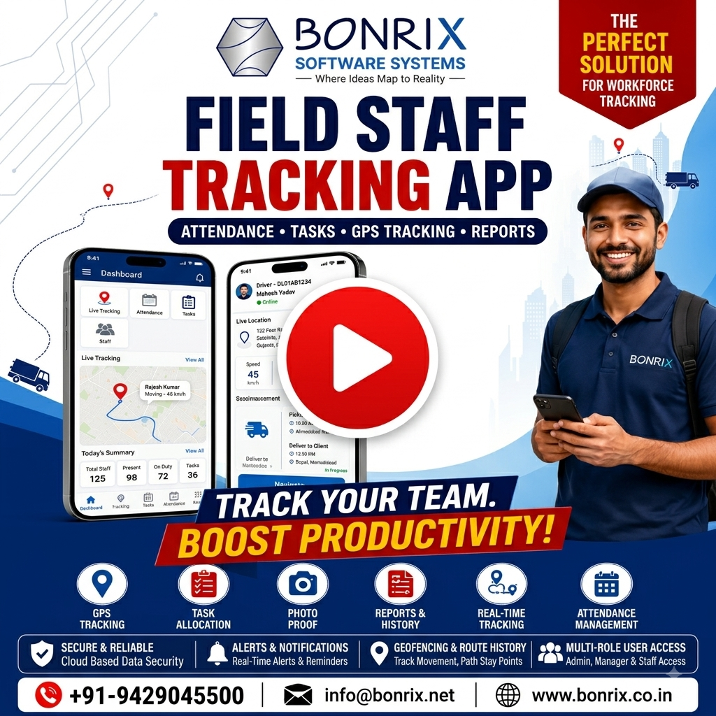 Bonrix Field Staff Tracking App – GPS Attendance, Task Allocation & Real-Time Staff Tracking
                                                                            